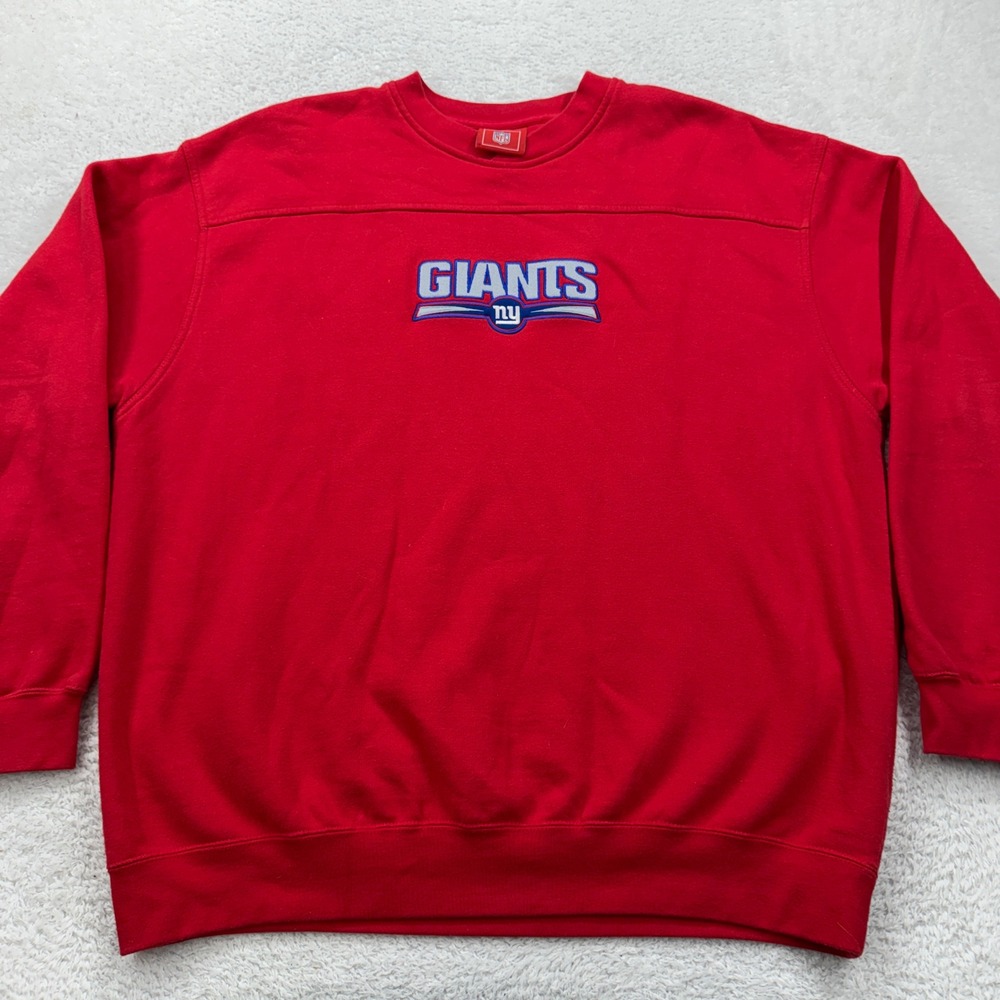 VTG NFL New York Giants Red Long Sleeve Crewneck Sweatshirt Men's XL‎